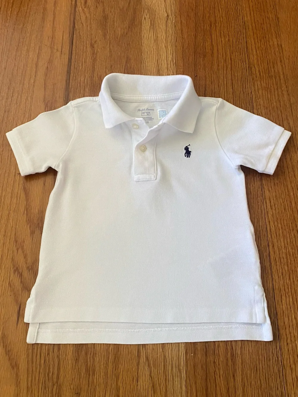 Ralph Lauren White Polo Shirt with Blue Stripe Embroidered Pony’s Shorts Set